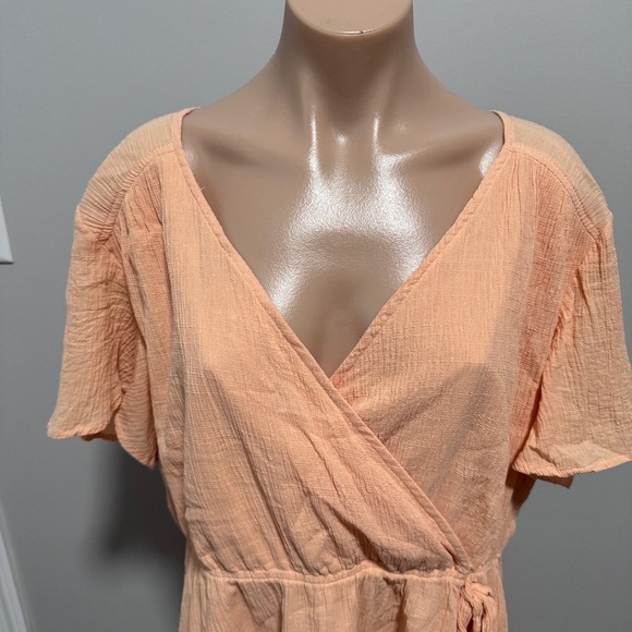 Roolee Surplice Mom Nursing Dress Peach Apricot Orange XL Spring Summer - Picture 3 of 6